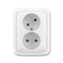 Double socket with safety pins, with screens, with rotated cavity, multiple variants