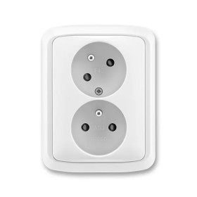 Double socket with safety pins, with screens, with rotated cavity, multiple variants
