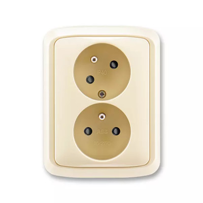 Double socket with safety pins, with screens, with rotated cavity, multiple variants