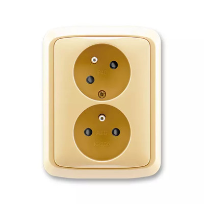 Double socket with safety pins, with screens, with rotated cavity, multiple variants