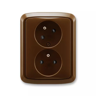 Double socket with safety pins, with screens, with rotated cavity, multiple variants