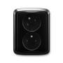 Double socket with safety pins, with screens, with rotated cavity, multiple variants