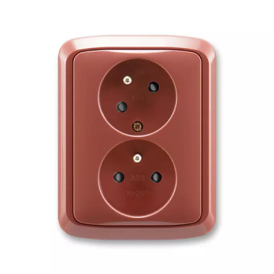 Double socket with safety pins, with screens, with rotated cavity, multiple variants