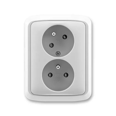 Double socket with safety pins, with screens, with rotated cavity, multiple variants