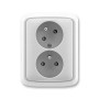 Double socket with safety pins, with screens, with rotated cavity, multiple variants