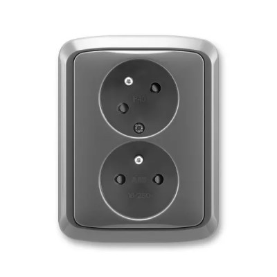 Double socket with safety pins, with screens, with rotated cavity, multiple variants